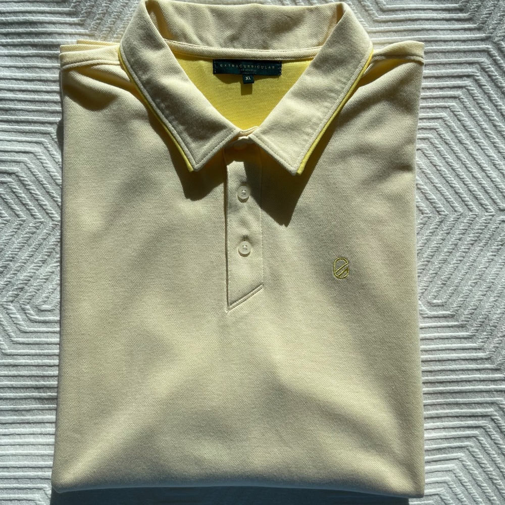 Extracurricular Los Angeles Yellow Cream Merit Pique Polo Golf Shirt XL